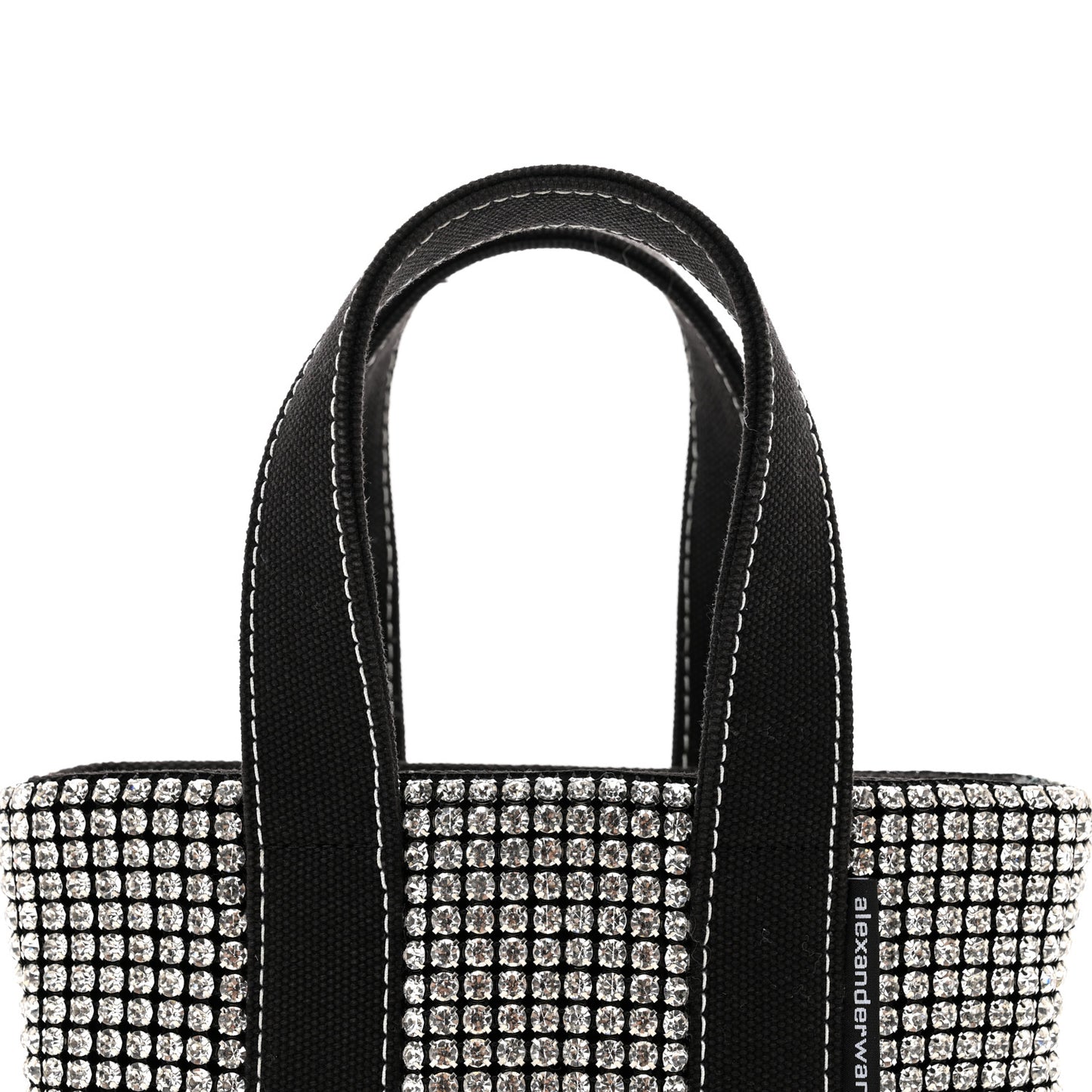 Mesh Crystal Rhinestone Mini Crusier Tote Black Silver