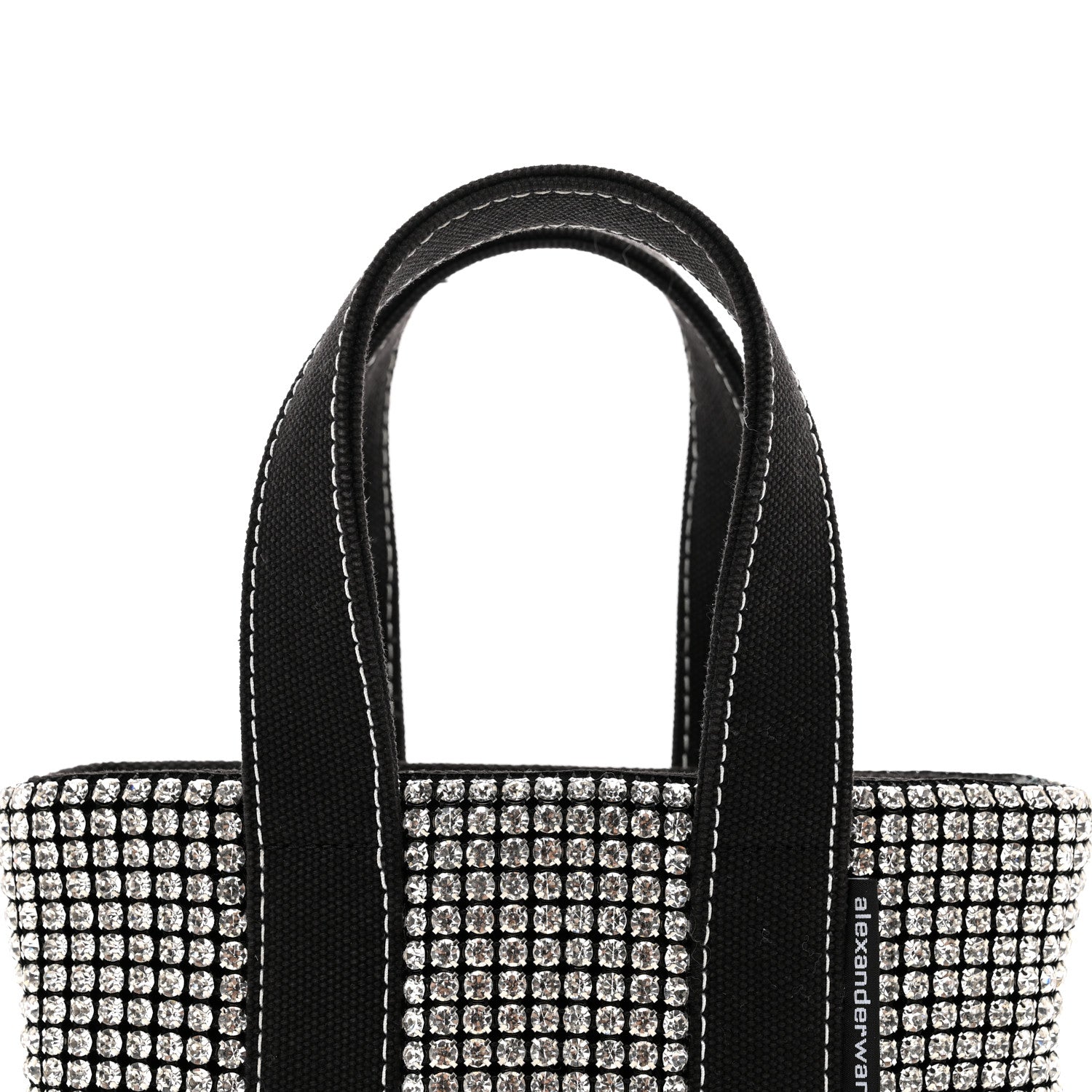 Alexander Wang Mesh Crystal Rhinestone Mini Crusier Tote Black Silver 4 of 10