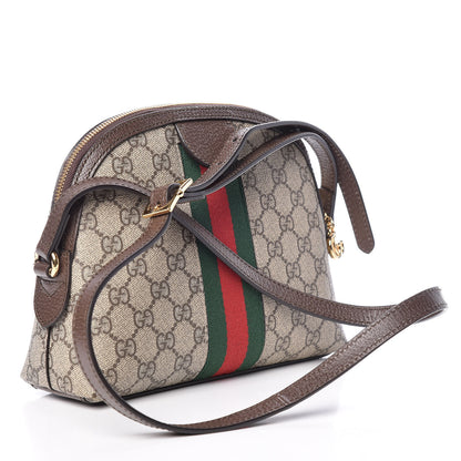 Gucci GG Supreme Monogram Textured Dollar Calfskin Web Small Ophidia Dome Shoulder Bag Beige Ebony New Acero 3 of 9
