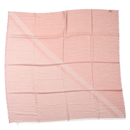 Gucci Wool Silk Monogram GGWeb Fringe Shawl Rose Ivory 1 of 3