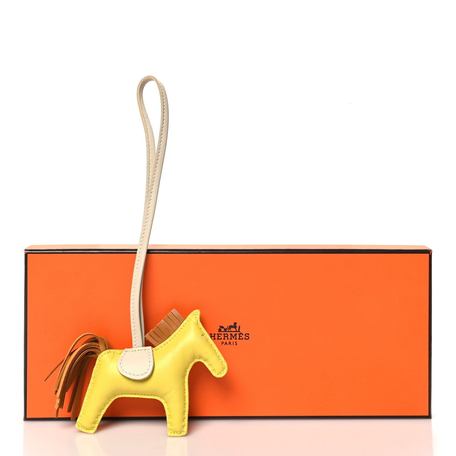 Hermes Milo Lambskin Grigri Rodeo Horse Bag Charm PM Lime Sesame Craie 4 of 4