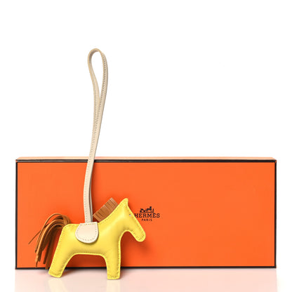 Hermes Milo Lambskin Grigri Rodeo Horse Bag Charm PM Lime Sesame Craie 4 of 4