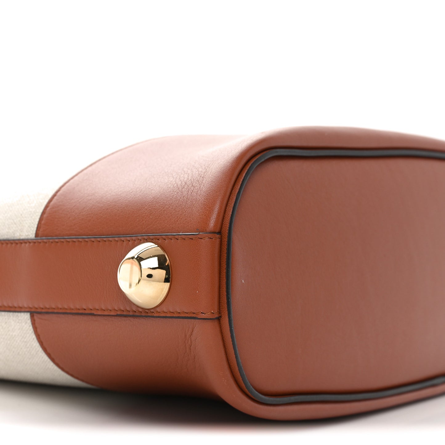 Canvas Calfskin Glam Tote Beige Brown