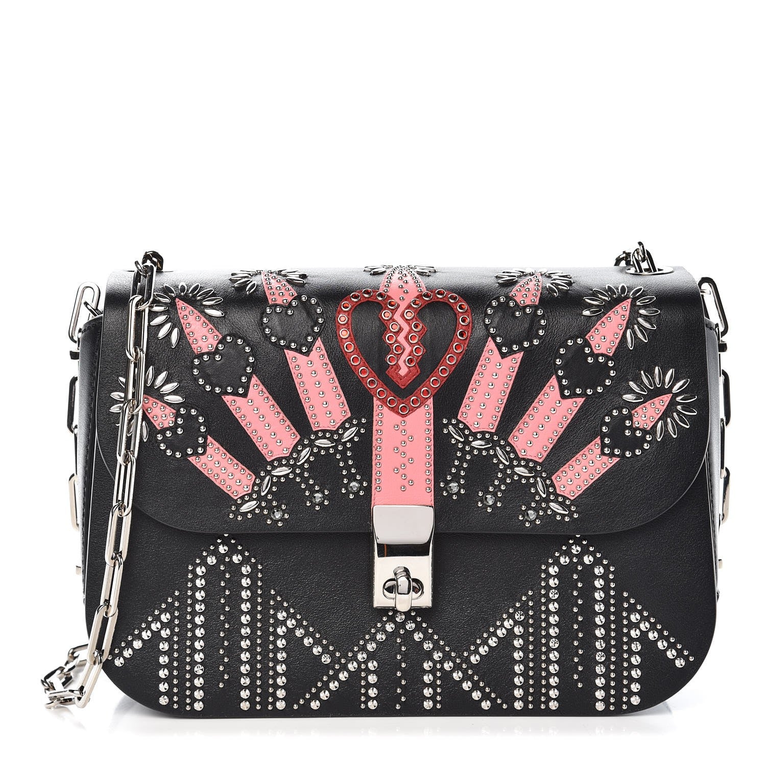 Valentino Garavani Vitello Loveblade Embellished Chain Flap Bag Black Multicolor 1 of 7