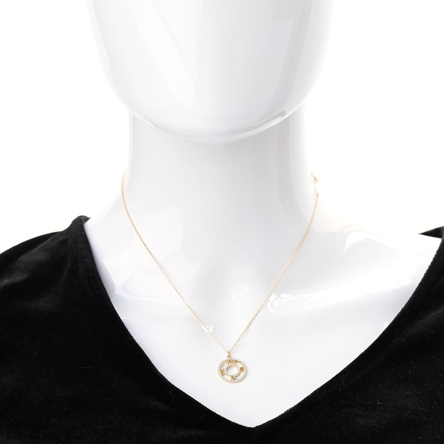 Tiffany 18K Yellow Gold Diamond Small Atlas Open Pave Pendant Necklace 2 of 6