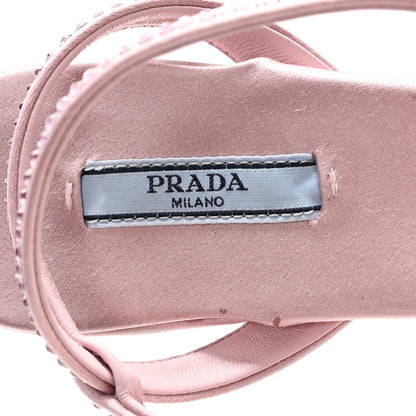 Prada Satin Crystal Triangle Modellerie 100mm Sandals 39 Alabastro 8 of 10