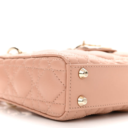 Christian Dior Lambskin Cannage Micro Lady Dior Rose Des Vents 9 of 11