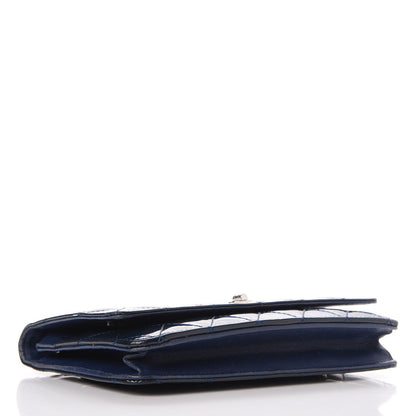 Chanel Patent Calfskin Quilted Reissue Wallet On Chain WOC Dark Navy Blue 4 of 9