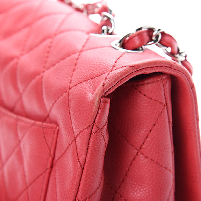 Chanel Washed Caviar Quilted Jumbo Single Flap Fuchsia 13 of 14