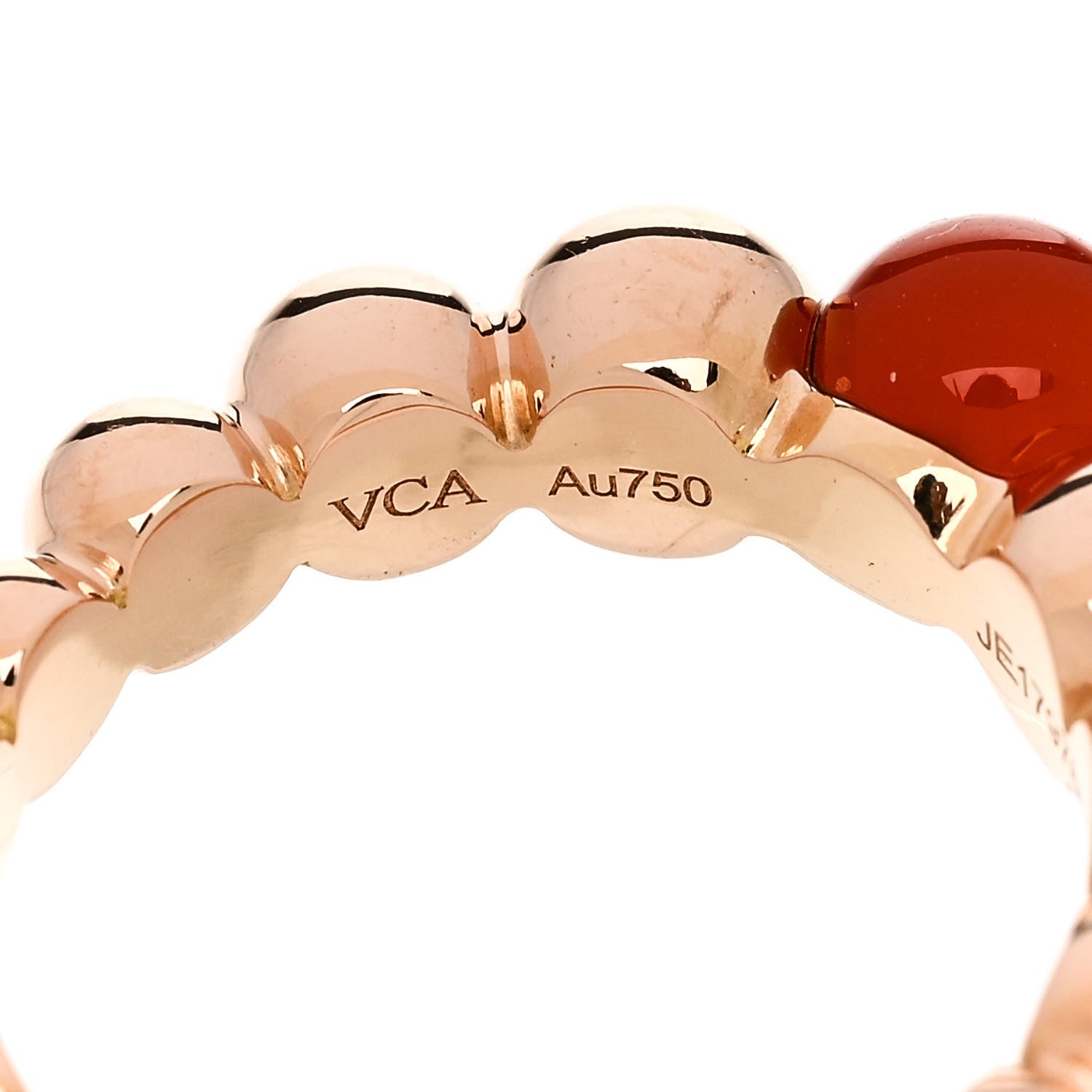 Van Cleef & Arpels 18K Rose Gold Carnelian Perlee Couleurs Variation Ring 50 5.25 4 of 7