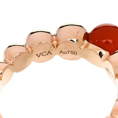 Van Cleef & Arpels 18K Rose Gold Carnelian Perlee Couleurs Variation Ring 50 5.25 4 of 7