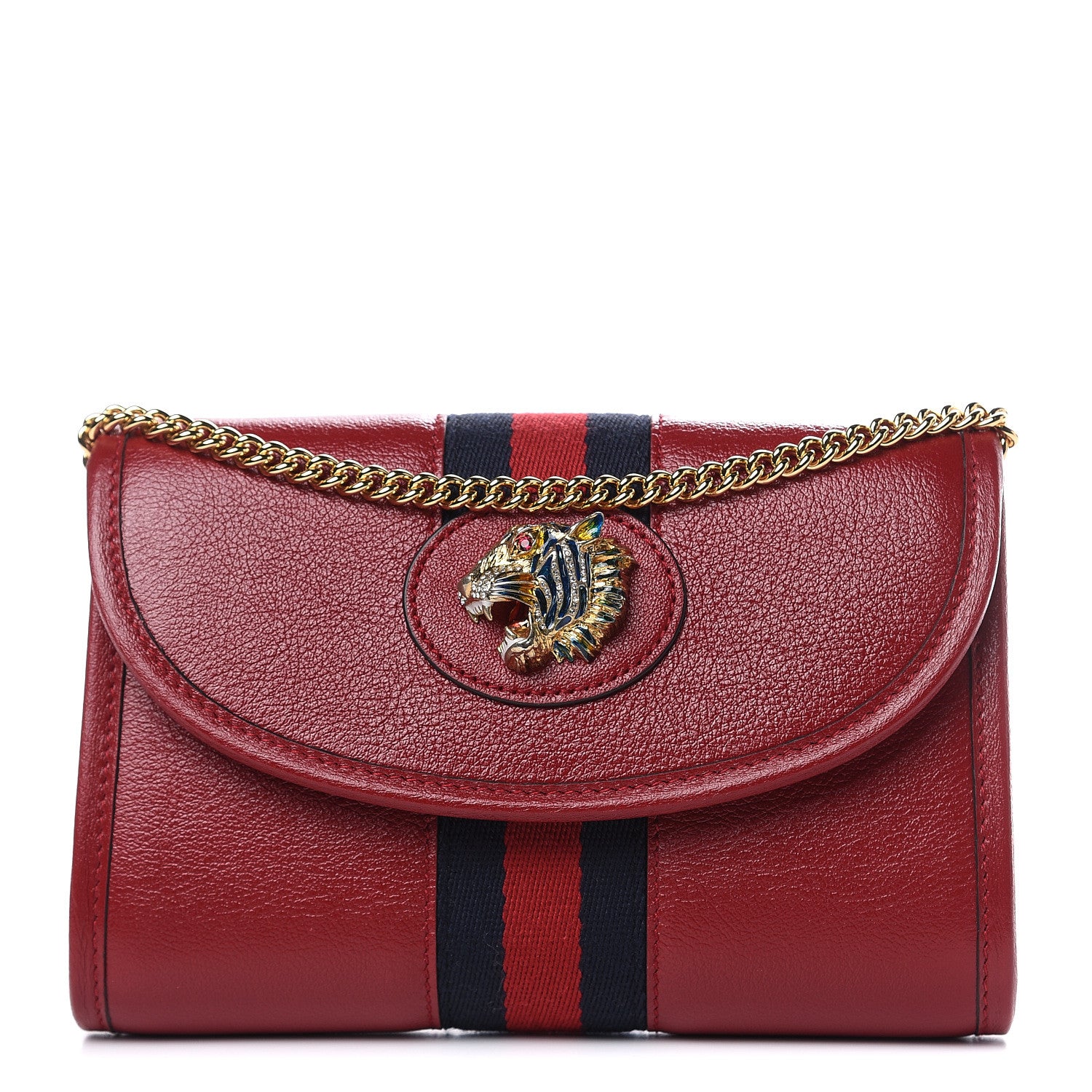 Gucci Textured Calfskin Web Mini Rajah Slim Flap Shoulder Bag Romantic Cherry 1 of 10