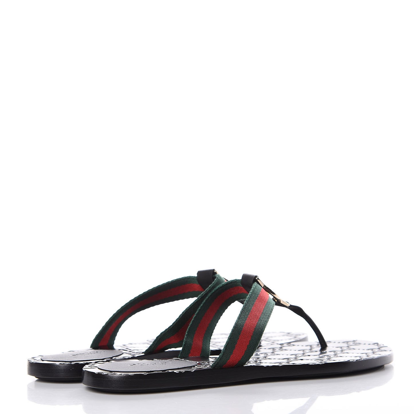 Nylon Guccissima Web Womens Thong Sandals 38 Green Red Black