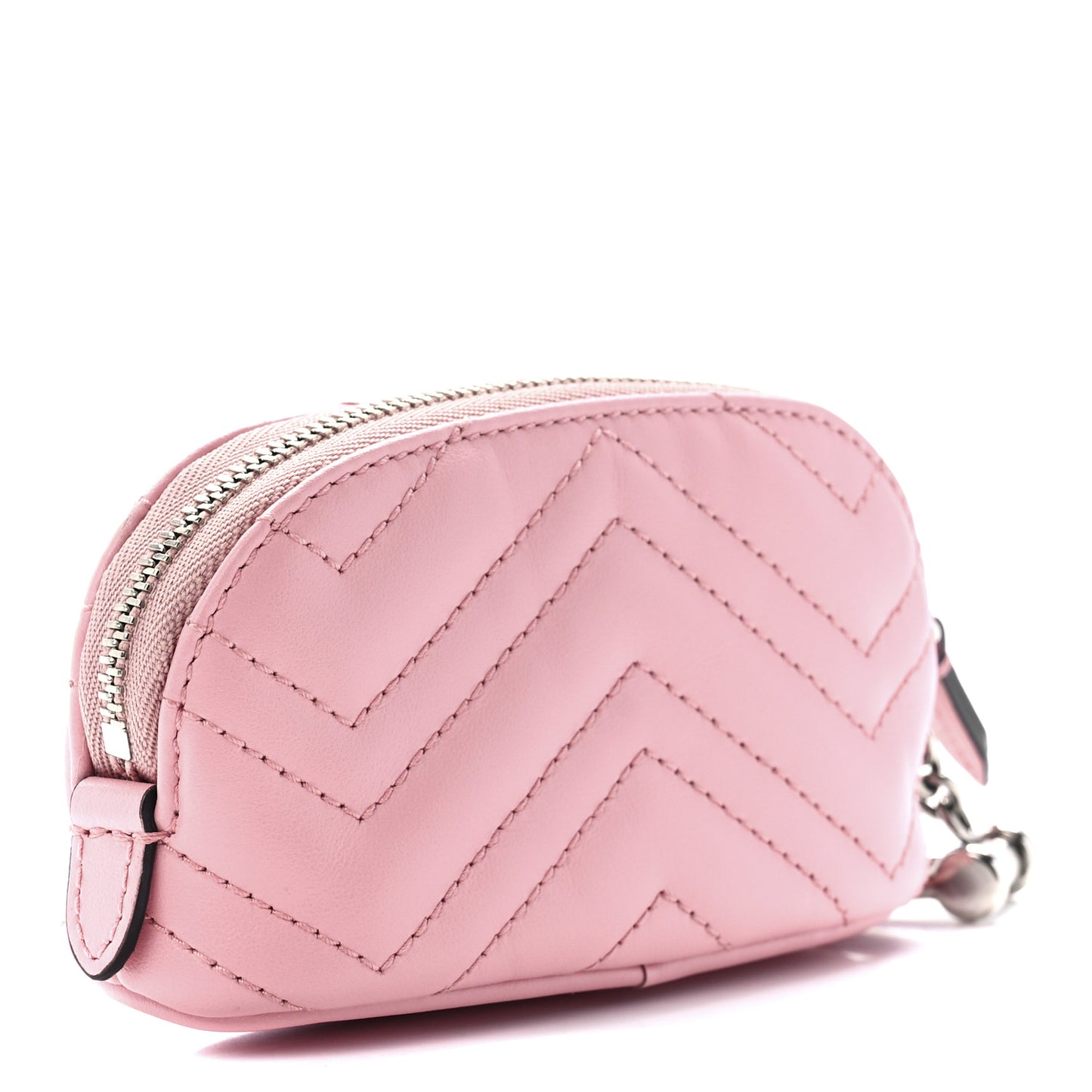 Calfskin Matelasse GG Marmont Key Pouch Wild Rose