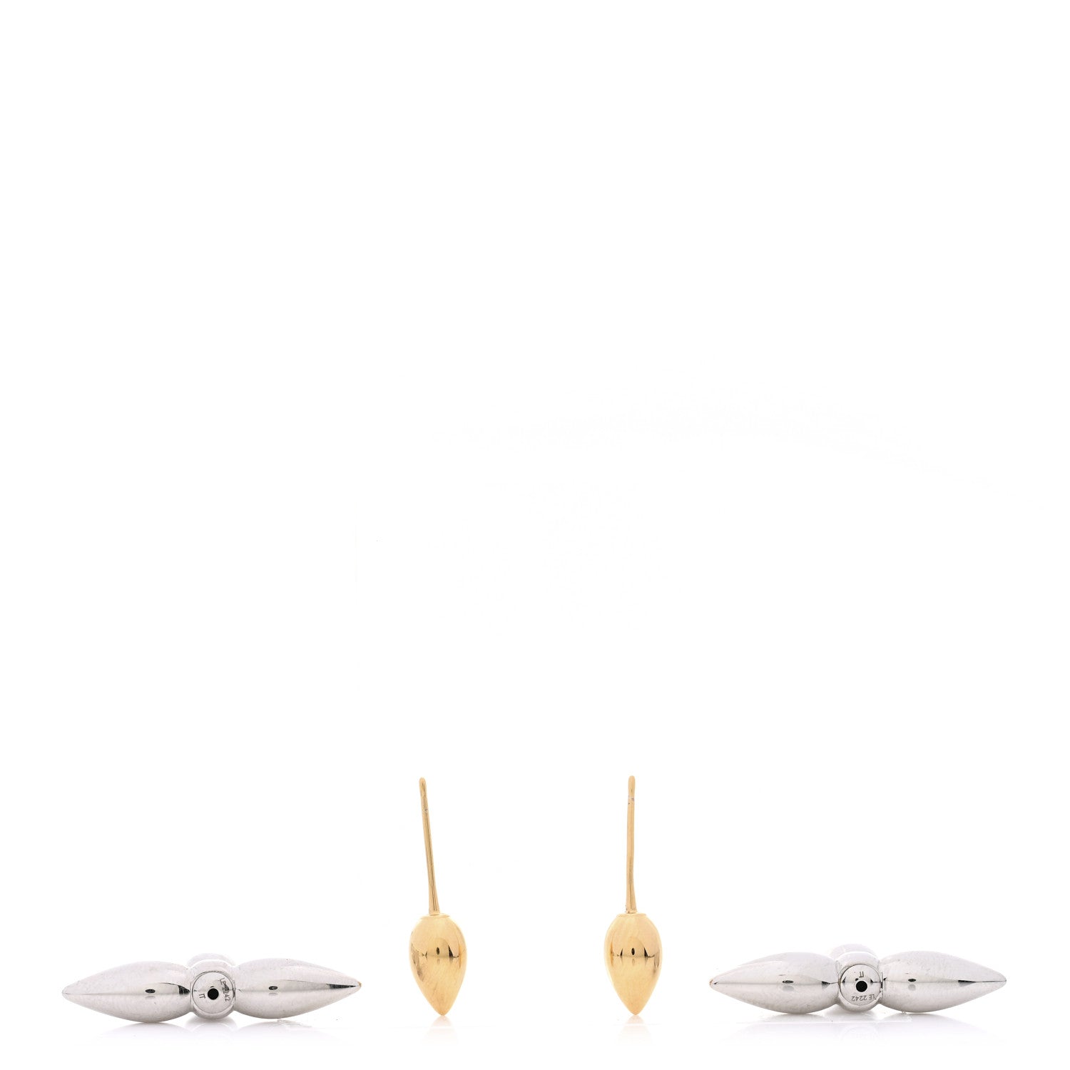 Louis Vuitton Metal Louisette Earrings Silver Gold 3 of 5