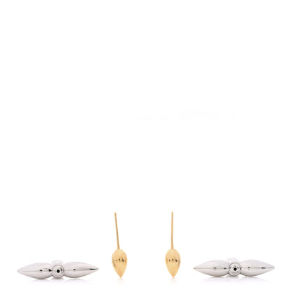 Louis Vuitton Metal Louisette Earrings Silver Gold 3 of 5