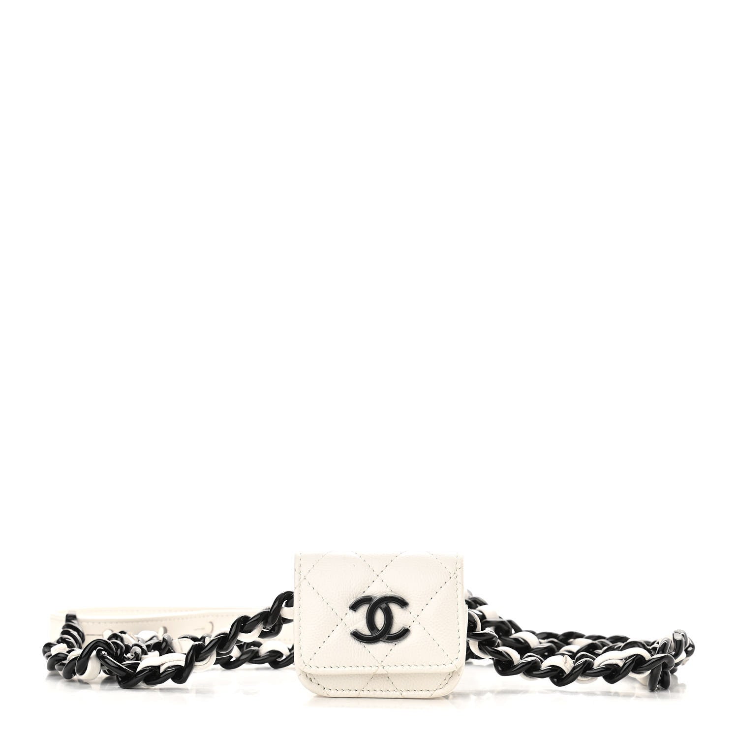 Chanel Caviar Quilted Airpods Pro Holder Belt White 1 of 9