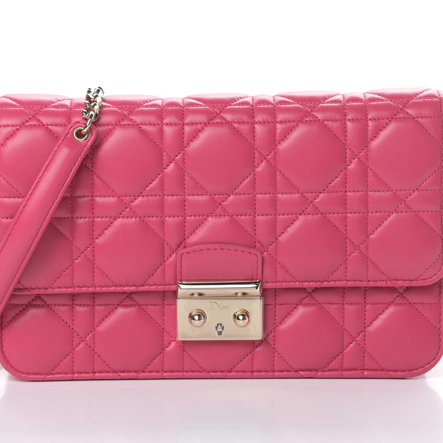 Lambskin Cannage Miss Dior Promenade Pouch Fuchsia