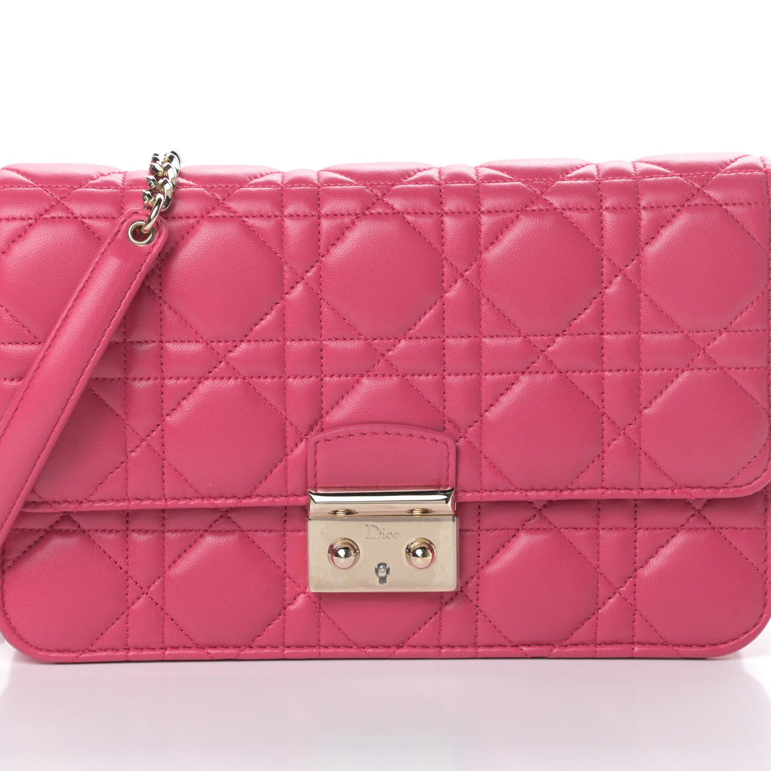 Christian Dior Lambskin Cannage Miss Dior Promenade Pouch Fuchsia 9 of 12