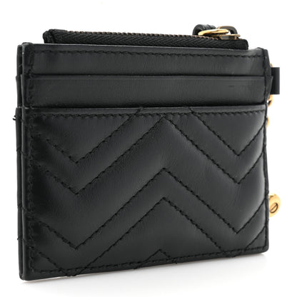 Gucci Calfskin Matelasse Chevron GG Marmont Key Case Card Holder Black 3 of 9