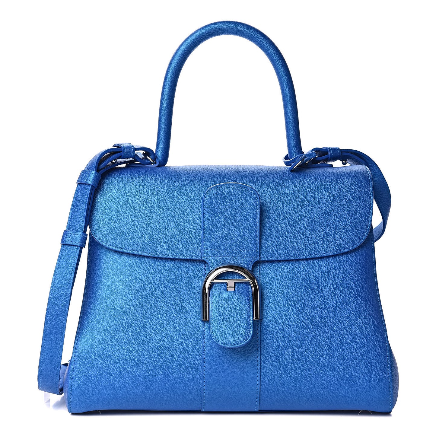 Metallic Grained Calfskin MM Brillant Satchel Satin Electric