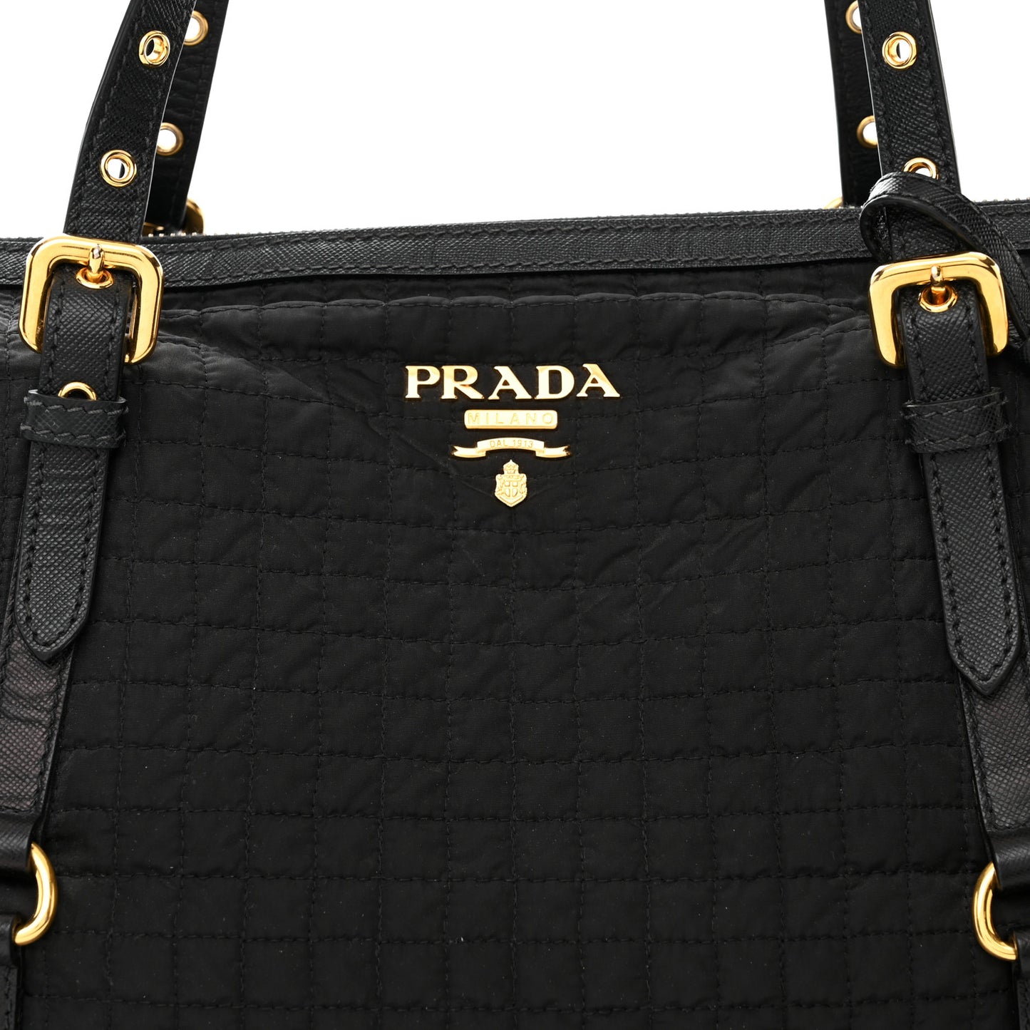 Nylon Tessuto Quilted Shoulder Bag Black