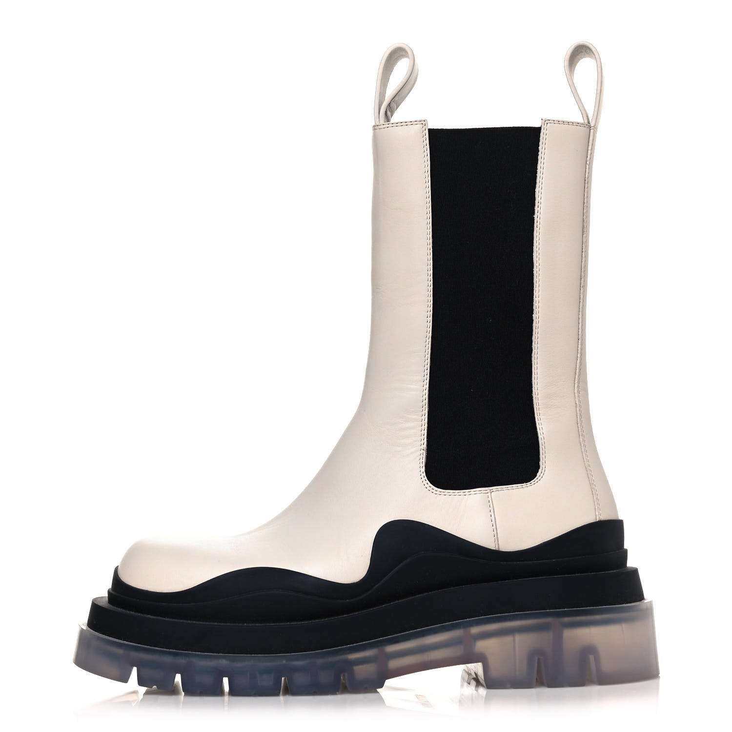 Bottega Veneta Calfskin The Tire Chelsea Boots 36 Wax Black Transparentt 1 of 7