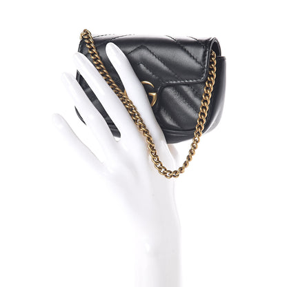 Gucci Calfskin Matelasse GG Marmont 2.0 Coin Purse On A Chain Black 2 of 8