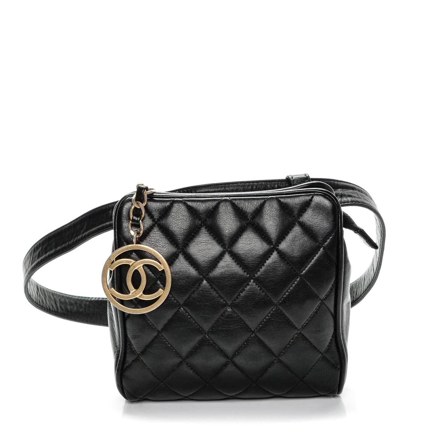 Lambskin Quilted Waist Belt Bag 75 30 Black