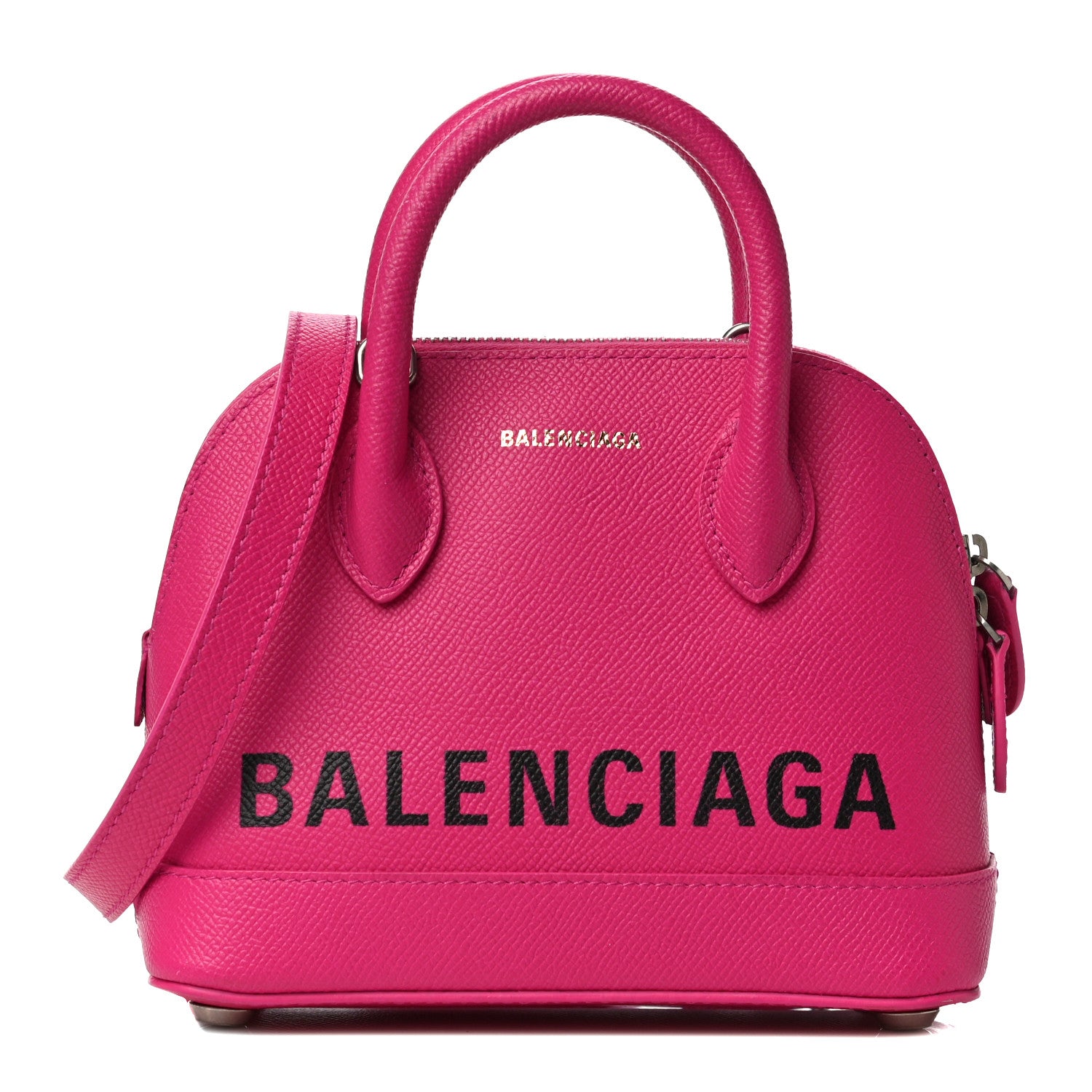 Balenciaga Signature Grained Calfskin Logo XXS Ville Top Handle Bag Fuchsia 1 of 10