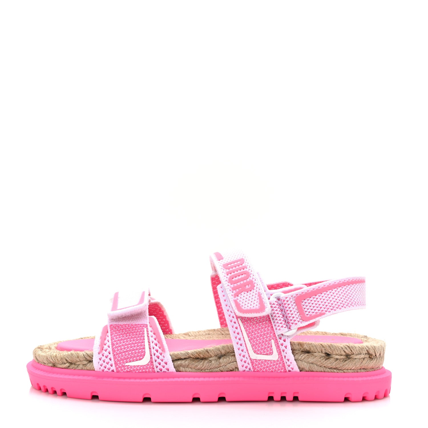 Christian Dior Technical Knit Jute Dioract 10mm Sandals 39 White Fuchsia 1 of 7