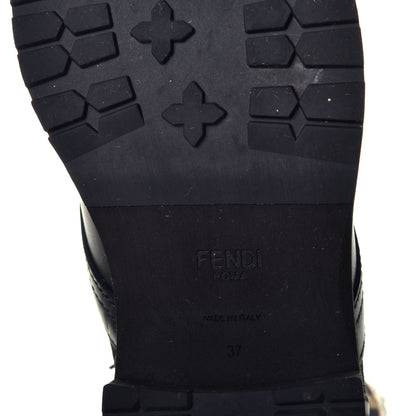 Fendi Calfskin Stretch Fabric Rockoko Biker Boots 37 Tobacco Black Marino 6 of 8