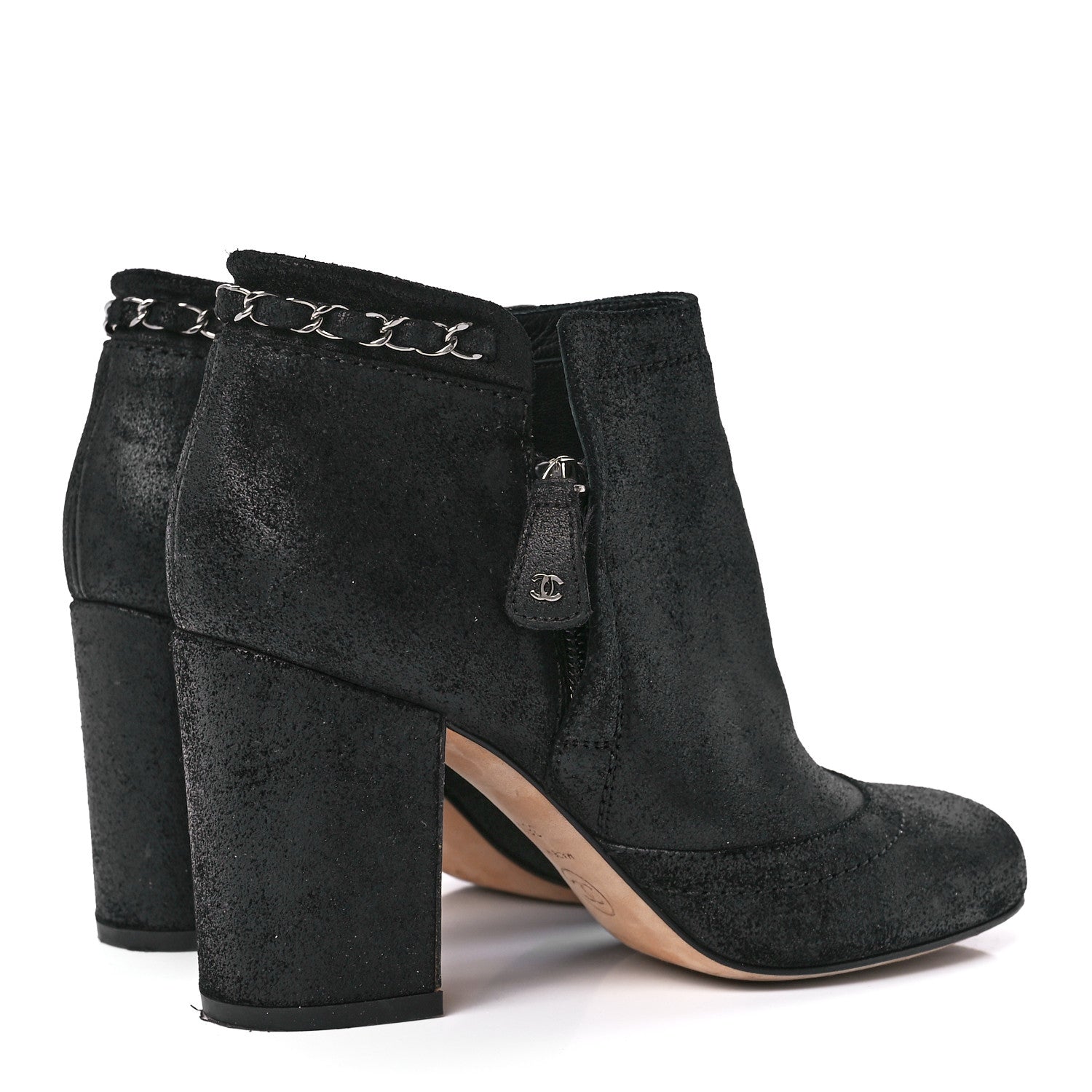 Chanel Suede CC Chain Ankle Boots 36.5 Black 4 of 9