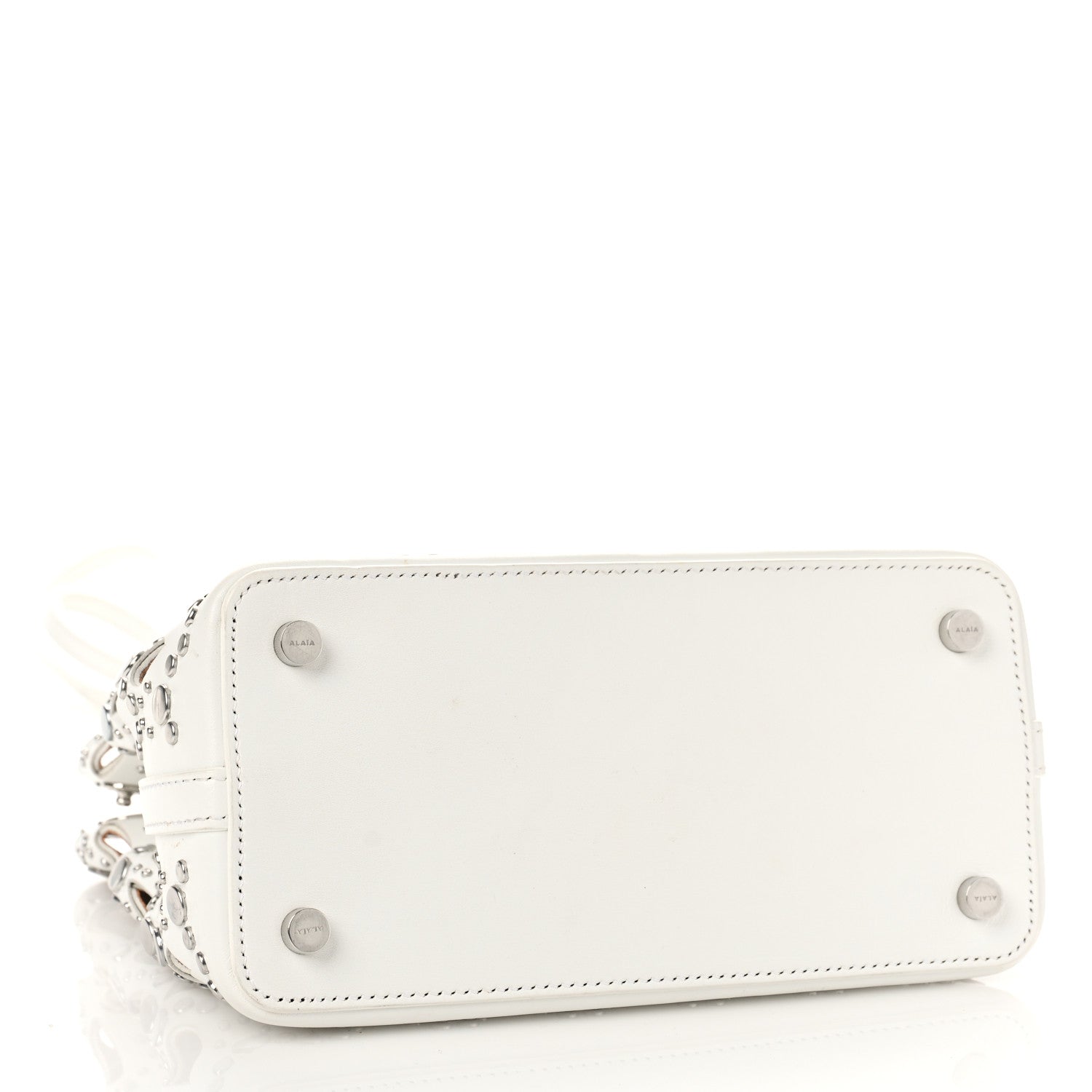 Alaia Calfskin Laser Cut Mina 16 Bag White 4 of 12