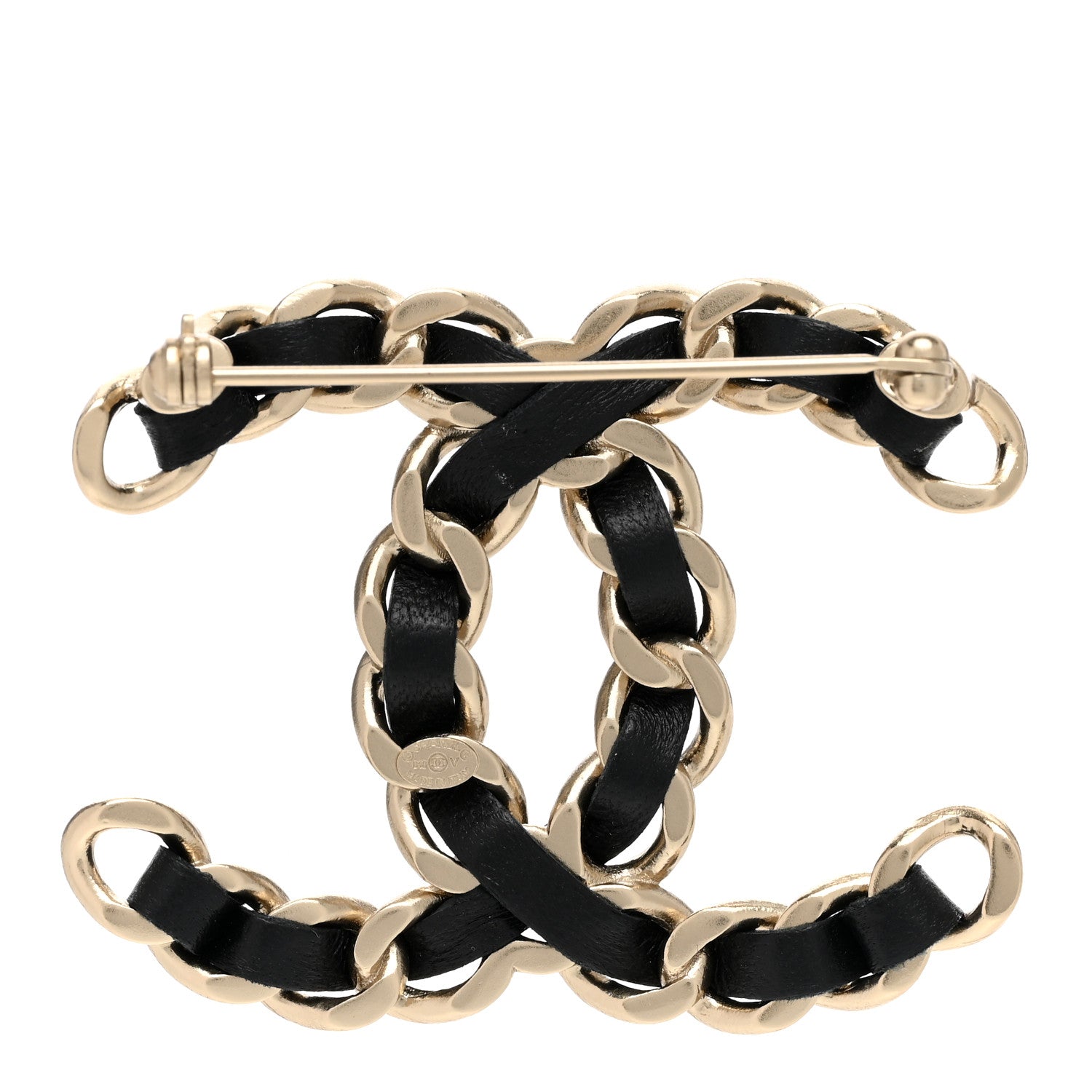 Chanel Lambskin Chain CC Brooch Black Gold 3 of 5