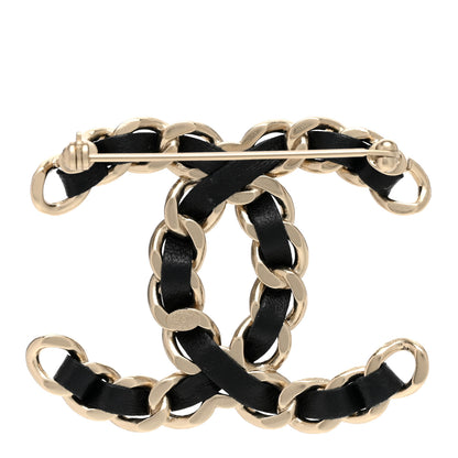 Chanel Lambskin Chain CC Brooch Black Gold 3 of 5