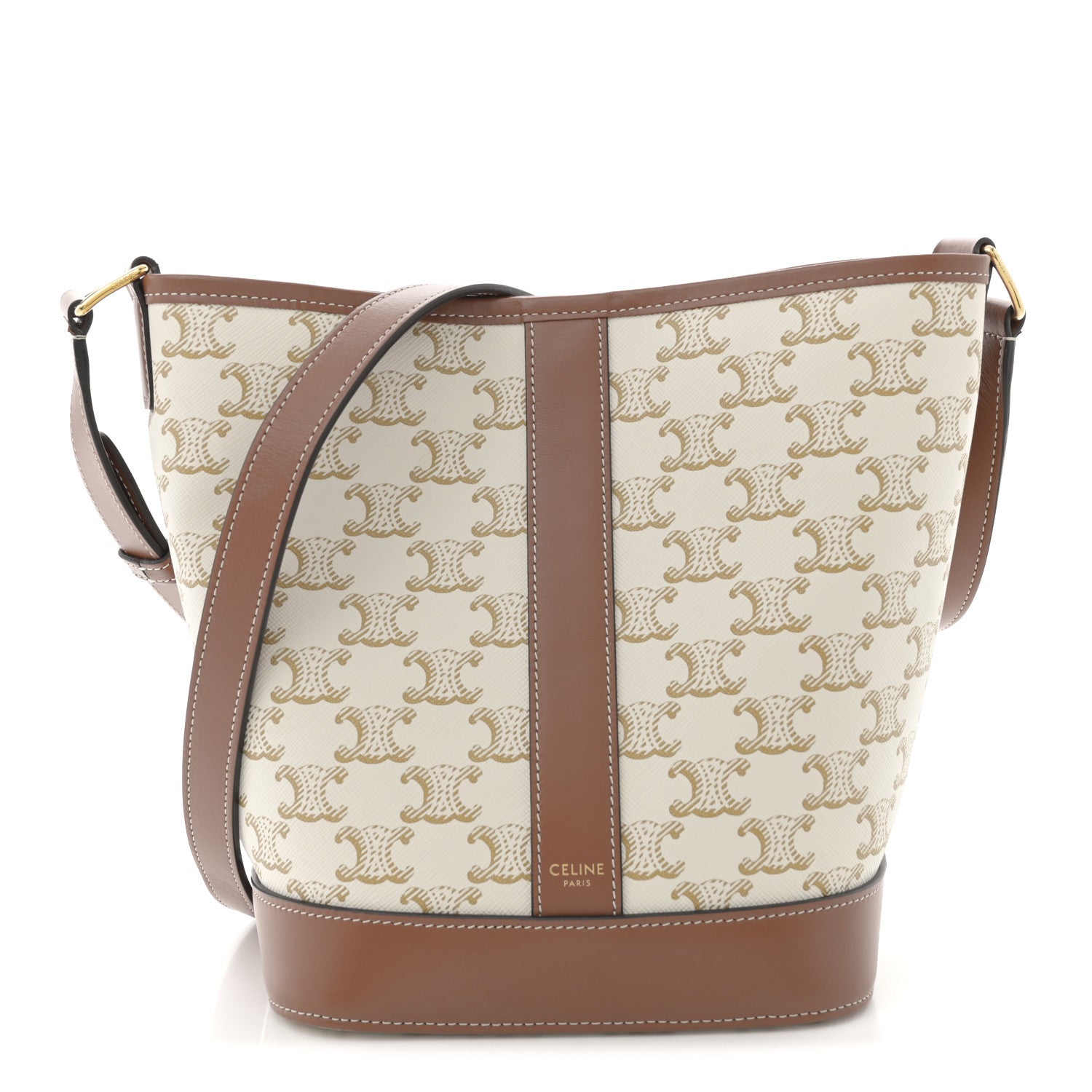 Celine Triomphe Canvas Calfskin Small Bucket Bag White 1 of 11
