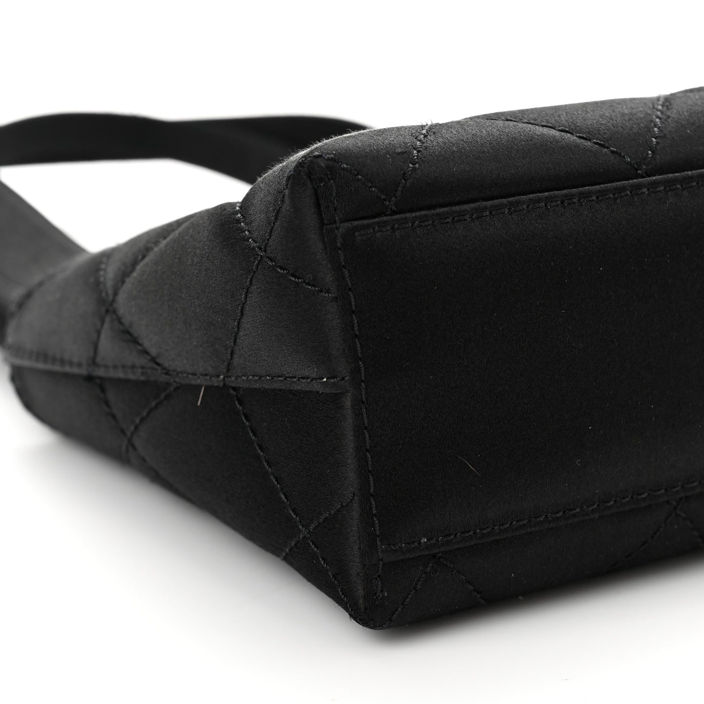 Satin Quilted Mini Shoulder Bag Black