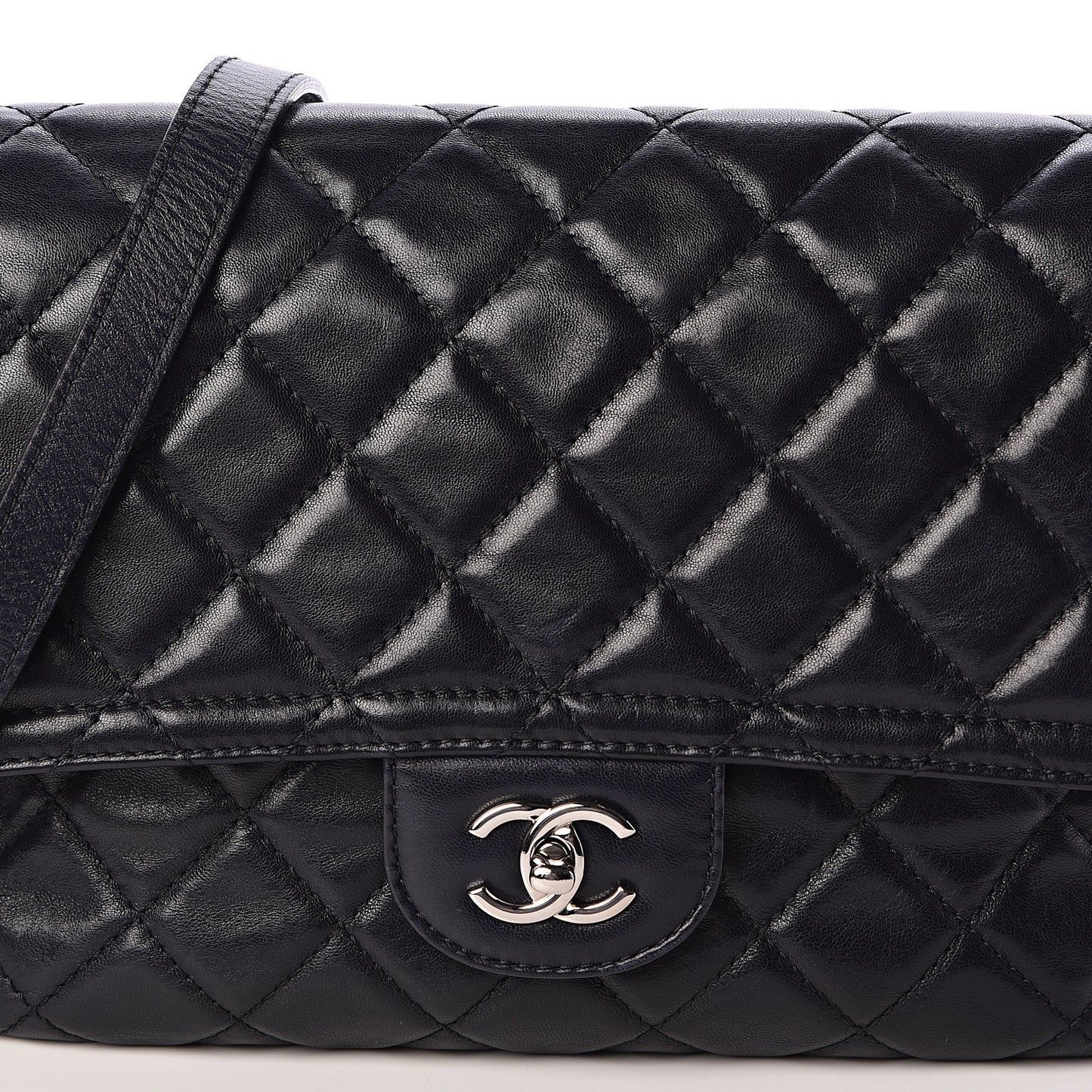 Lambskin Quilted Messenger Bag Dark Navy