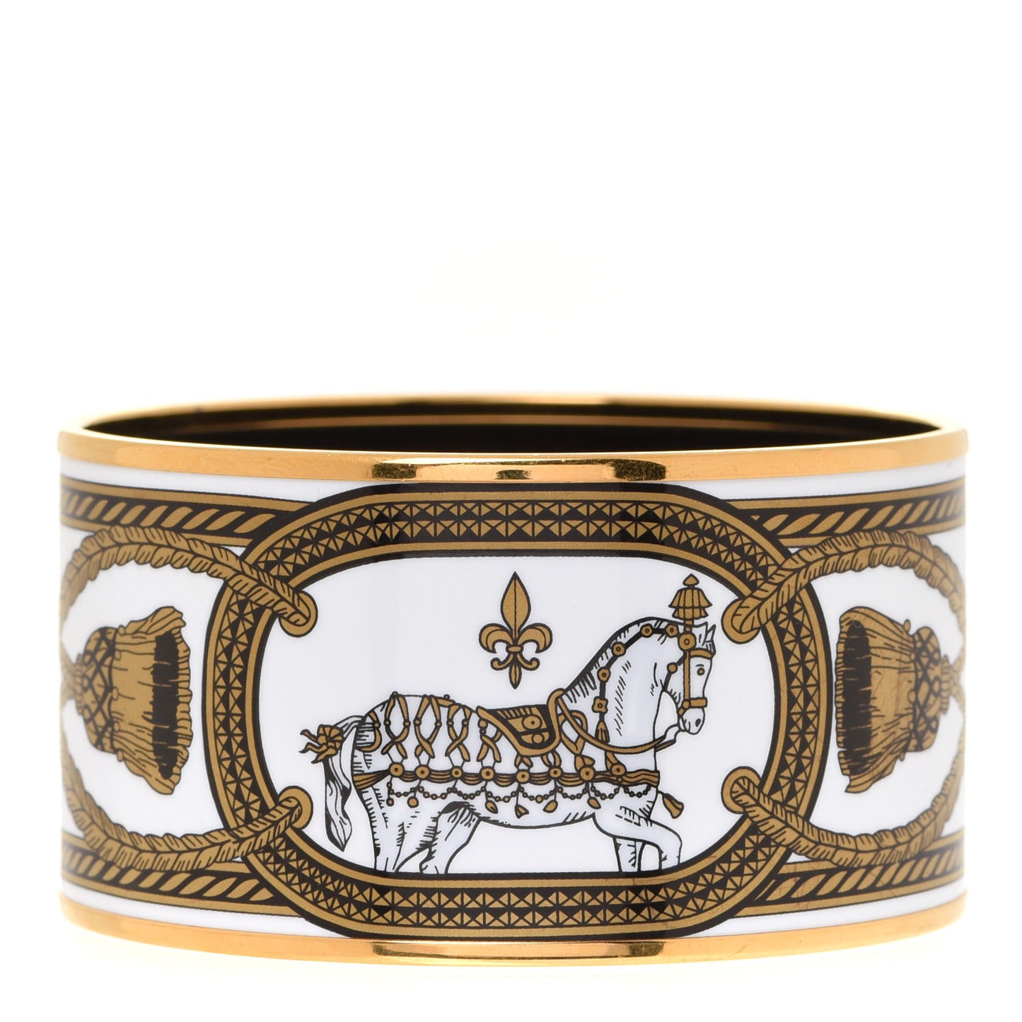 Enamel Printed Grand Apparat Extra Wide Bracelet 65 White