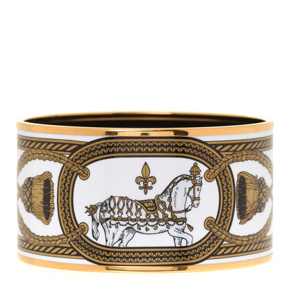 Hermes Enamel Printed Grand Apparat Extra Wide Bracelet 65 White 1 of 5