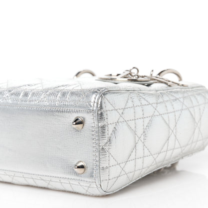 Christian Dior Metallic Grained Calfskin Cannage Small Lucky Badges My Lady Dior Silver 10 of 10