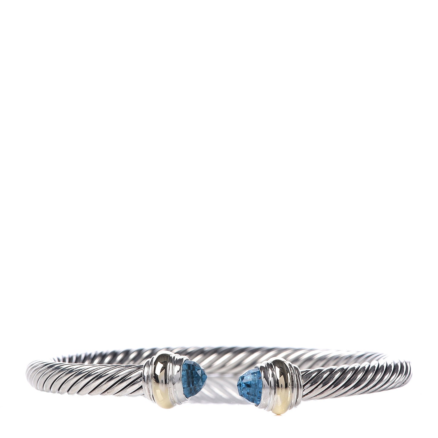 Sterling Silver 14K Yellow Gold Blue Topaz 5mm Cable Classics Bracelet
