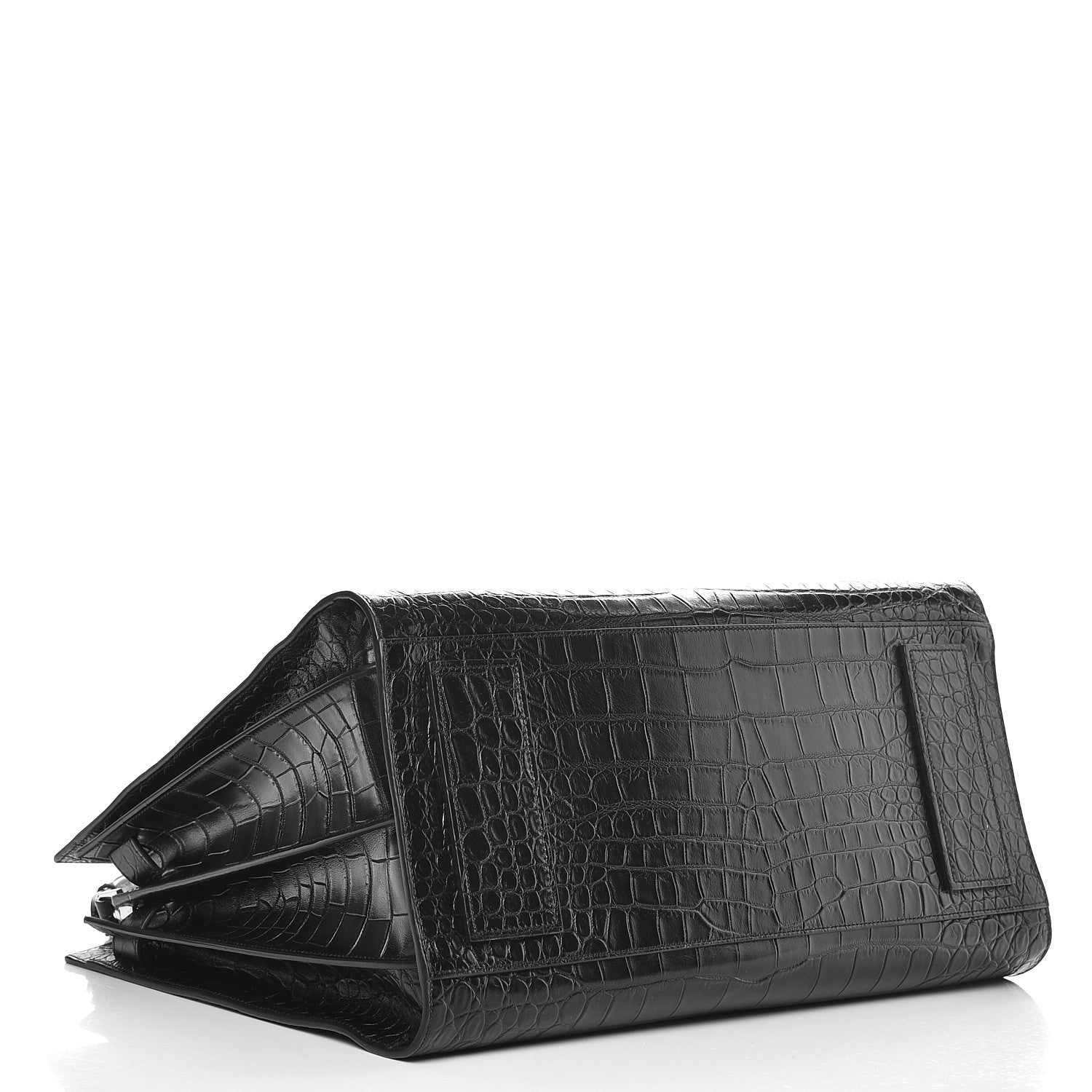 Saint Laurent Calfskin Crocodile Embossed Large Souple Sac De Jour Black 4 of 8