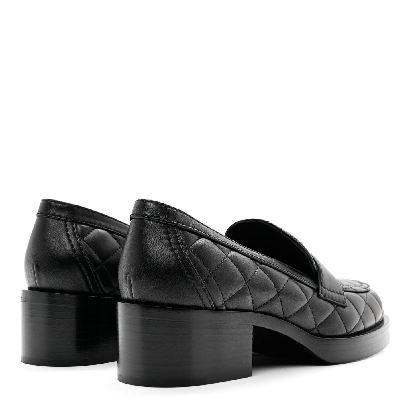 Lambskin Quilted CC Heart Loafers 37 Black