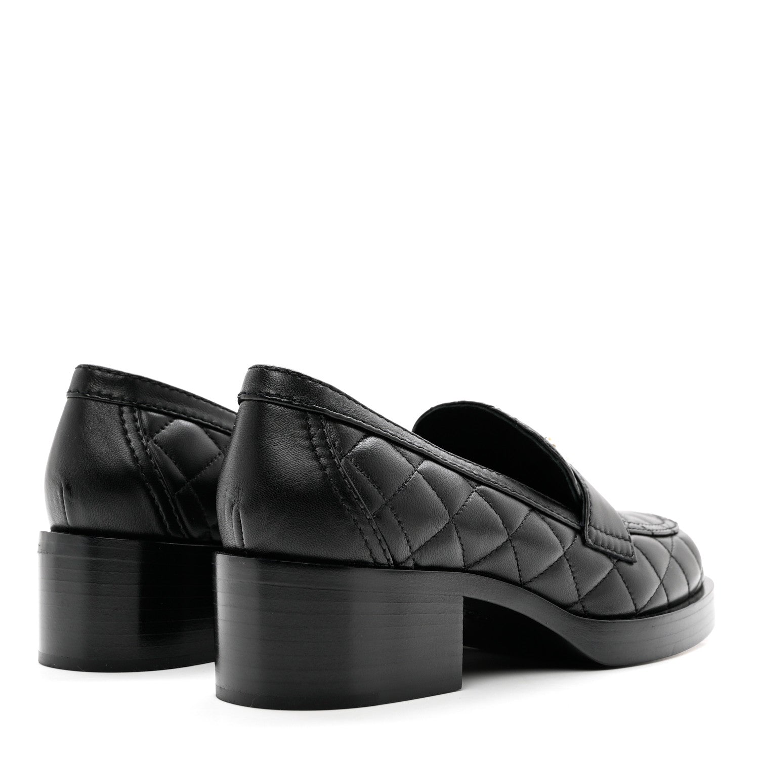 Chanel Lambskin Quilted CC Heart Loafers 37 Black 4 of 10