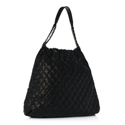 Chanel Distressed Glazed Caviar Quilted Large Elastic Tote Black 2 of 13