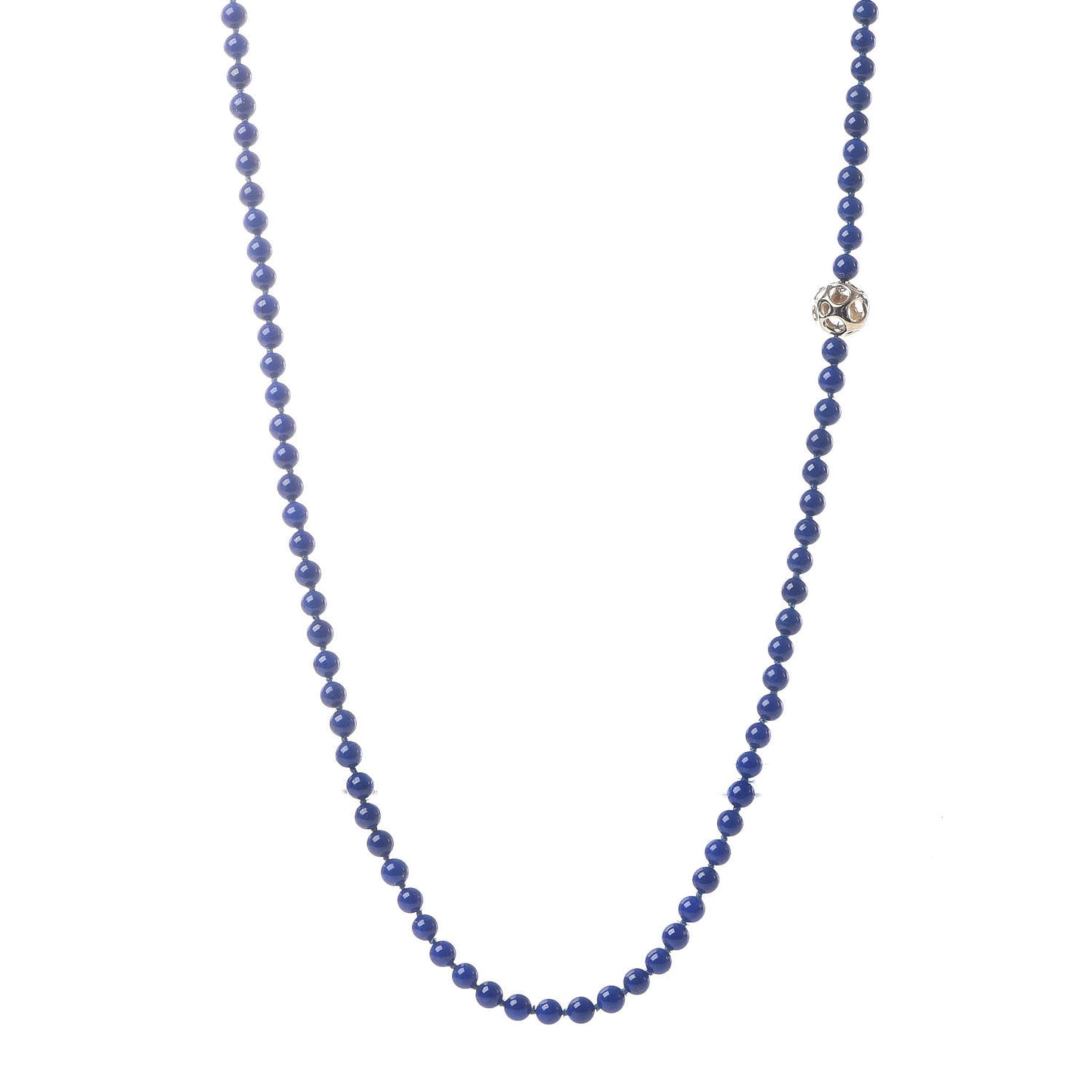 18K Yellow Gold Lapis Lazuli 6mm Bead Necklace