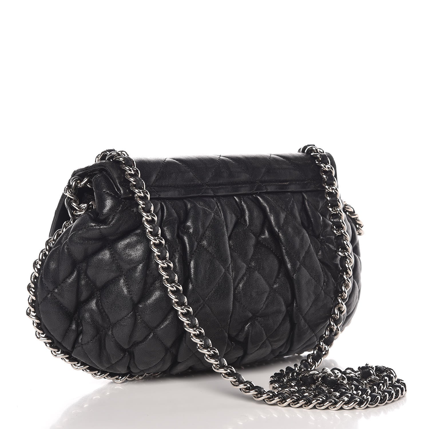 Chanel Washed Lambskin Quilted Medium Chain Around Messenger Black 3 of 15