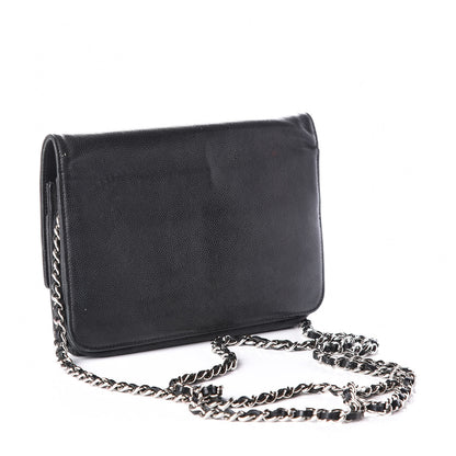 Chanel Caviar Sevruga Wallet On Chain WOC Black 2 of 10